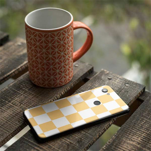 Yellow and White Checkerboard Google Pixel 3a Skin